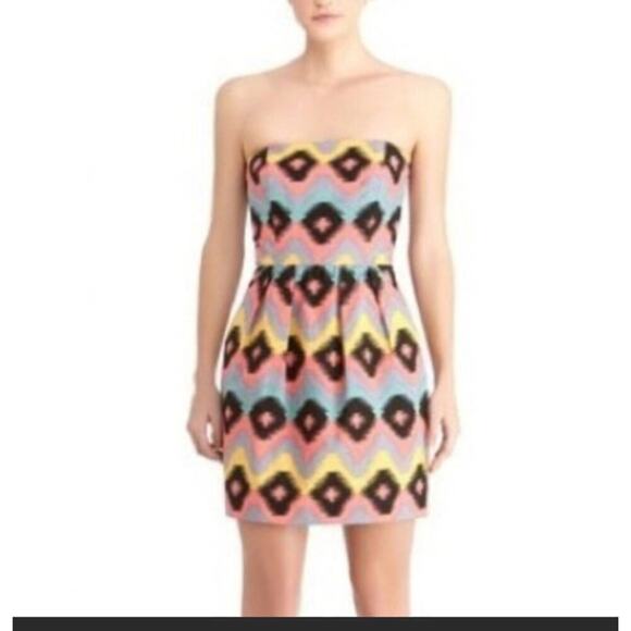 Rachel Roy Ikat Geometric Strapless Dress Size 12 - Picture 1 of 5